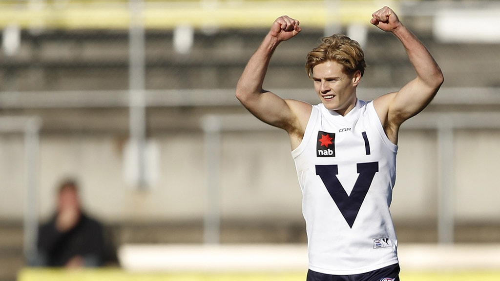 cahill011119.jpg Ned Cahill celebrates a goal for Vic Country. All pictures: AFL Photos - AFL,Tag-Draft,Update,Profile,Game,Ned Cahill,Draft